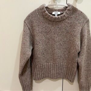 COS Speckled Wool Blend Knit Sweater | Neutral Brown